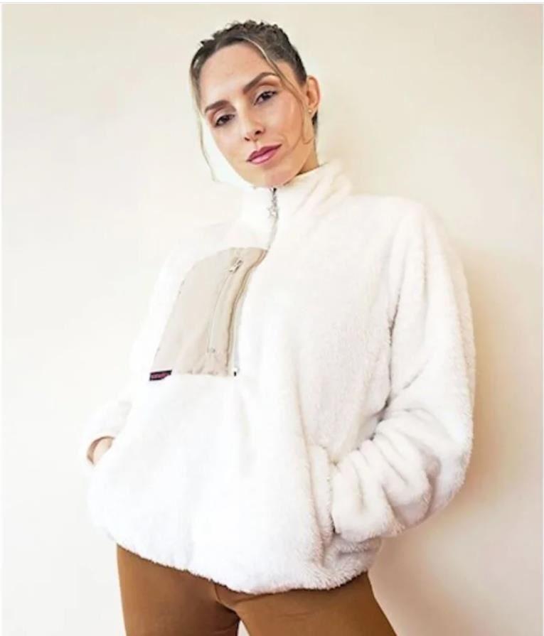 Casaca Polera Casual Kinetix Teddy Oversized Crema Mujer Generico
